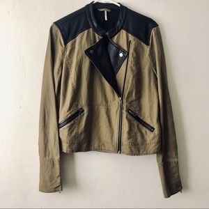 Free People Brown Motorcycle Jacket Black Trim 8
